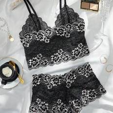 Shein Floral Lace Sexy Lingerie Panty Set