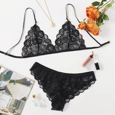 Lace Lingerie Sets Shein Floral Lace Scalloped Lingerie Set