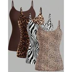 Leopard Tank Tops Shein Leopard Zebra Printed Casual Minimalist Camisole Crop Top - Women