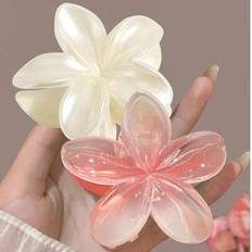 Shein 2pcs/Set Pink White Purple Ombre Hibiscus Flower Large Plastic Hair Clips, Elegant And Versatile, Suitable For Everyday, Party, Work, Travel For Women,Pink Accessories