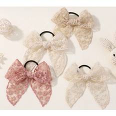 Hair Ties Shein 4 Pcs Set Bow Lace Ribbon Elastic Hair Ties