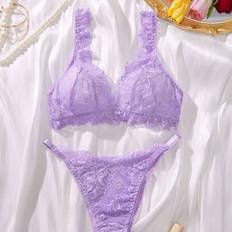 Florals Lingerie Sets Shein Floral Lace Bra & Panty Lingerie Set