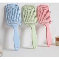 Multicolour Hair Brushes Shein 3pcs/2pcs/1pcGirl Hair Comb Fluffy Massage Pork Rib Big Curved Comb Set, Macaron Colored Hollow Ring Comb, Essential Combs, Hair Tools, Hair Products And Accessories For Beauty Travel In Hair Salons, Suitable For Hair Care And Hairdressing