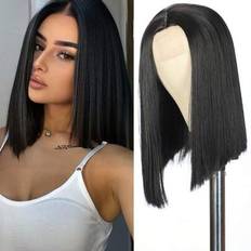 Hair Products Shein 14 Inch Black Bob Wig Middle Part