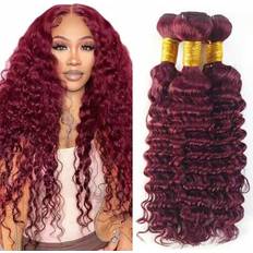 Hair Products Shein Burgundy Deep Wave Bundles Colored 99j 1/3/4 Pcs