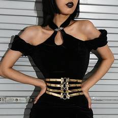 Women Belts Shein Women Fashionable Ring Decor Wide Corset Belt - Gold