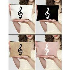 Multicoloured Cosmetic Bags Shein Vibrant Musical Note Print Canvas Cosmetic Bag - Travel