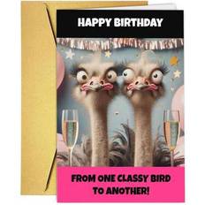Pink Cards & Invitations Shein Elegant Bird Friend Design 1PC Birthday Card
