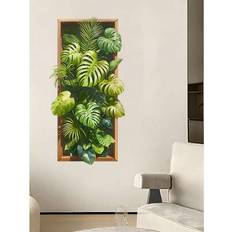 Shein Tropical Leaf Scenery Faux Wall Decal Window Film