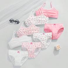 Underwear Sets on sale Shein Tween Girls Floral Lace Trim Camisole And Panties Underwear Set - White/Pink