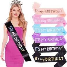 Sashes Shein My Birthday Sash Ribbon 1Pc Pink White Rose Gold Black Iridescent Foil Sash 16th 18th 21st