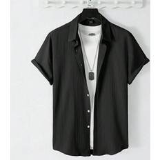 Shein Men Summer Casual Solid Color Short Sleeve Shirt