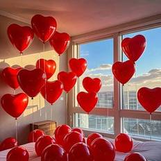 Shein 10 Inch Red Heart Shaped Latex Balloons 10pcs