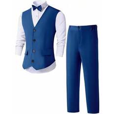 Blue Suits Children's Clothing Shein Teen Boys Gentleman Suit - Vest + Long Trousers
