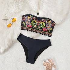 Black - Women Bikini Sets Shein Springbreak Women Beachwear Summer 2pcs Swimwear Bikini Set - Bohemian Festival