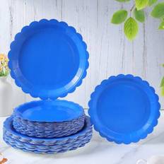 Shein Navy Blue Petal Disposable Paper Plates 7/9 Inch