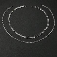 Men Jewellery Sets Shein Stainless Steel Hip Hop Chain Necklace And Bracelet Set - Men