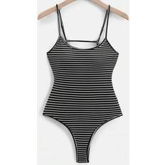 Stripes Shapewear & Under Garments Shein Casual Striped Backless Camisole Bodysuit - Summer