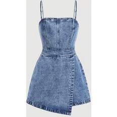 Jumpsuits Jumpsuits & Overalls Shein Women's Denim Bib Pants & Jumpsuit - Adjustable Strap Fitted Romper