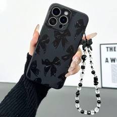 Shein Precision Perforated Edge Painted Chain Shockproof Phone Case Compatible With IPhone 14 Pro Max Black