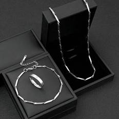 Men Jewellery Sets Shein 3pcs Stainless Steel Men's Thin Chain Necklace Bracelet Set - Smooth
