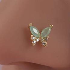 Unisex Piercings Shein Cubic Zirconia Butterfly Decor Nose Stud - Unisex