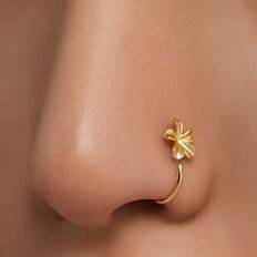 Silver - Women Piercings Shein Sterling Silver S925 Glossy Petal Nose Ring/Ear - Silver