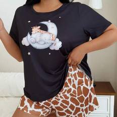 3XL Pyjamas Shein Cute Cartoon Print Pajama Set - Plus Size