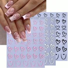 Nail Decoration & Nail Stickers Shein 3D Heart Shaped Nail Stickers - Black/White/Pink