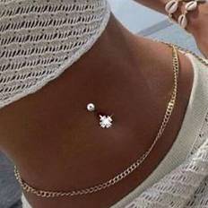 Silver - Women Piercings Shein Single One S925 Sterling Silver Four-Clover Navel Nail - Women's Puncture