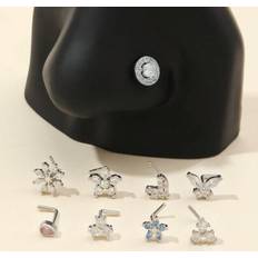 Shein Nose Rings Stud L Bone Screw Shaped - Silver Gold