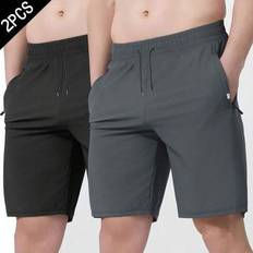 Hiking Shorts Shein Men's Solid Color Elastic Waist Summer Lightweight Casual - Outdoor