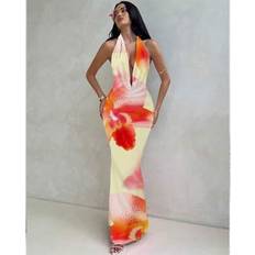 Shein Aloruh Tropical Floral All Over Print Draped Neck Summer Dress - Women