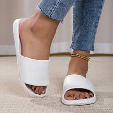 White Slippers on sale Shein Casual Simple EVA Slip-Resistant Bath Slippers - White