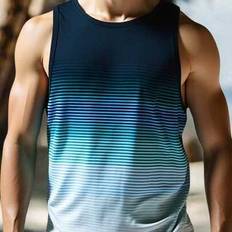 Blue Tank Tops Children's Clothing Shein Gradient Blue White Print Casual Tank Top - Blue/White
