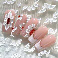 Nail Decoration & Nail Stickers Shein Ultra Delicate Hand Drawn Decorative Petal Design Nail Art Sticker - Olive/Butterfly