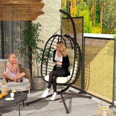 Outdoor Hanging Chairs on sale Shein Outsunny Rattan Hanging Egg Chair Foldable Wicker Hammock Swing Chair With Cushion