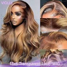 Hair Products Shein 200 Density 24 Inch P4/27 Chocolate Brown Honey Gold 13x6 HD Transparent Lace Front Wigs