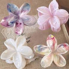 Purple Hair Clips Shein 4 Pcs Women 2.87in 7.3cm Pink White Purple Ombre Gradient Color Oversized Flower Hair Clips