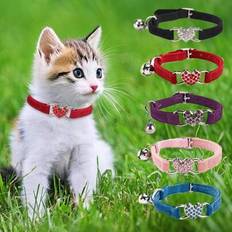 Pets Shein Pet Collar With Rhinestone Heart & Bell Decoration 1pc