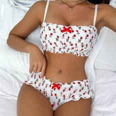 Florals Lingerie Sets Shein Rose Floral Lace Edge Bow Decor Women Lingerie Set