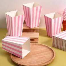 Text & Letters Popcorn Box Shein Striped Popcorn Paper Boxes 20/10/5pcs