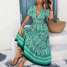Shein French Style Commuter Casual Vacation - Blue/White Floral