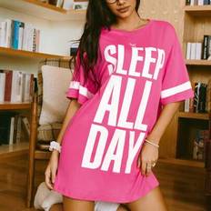 Nightgowns Shein Summer Casual Slogan Print Loose - Nightgown