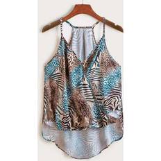 Leopard Tank Tops Shein Plus Size Leopard Print Criss-Cross Wrap - High Low Tank