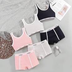 Elastane Underwear Sets Shein Tween Girl 3pcs Set - Sports Bra/Cami Bra/Seamless