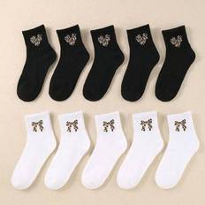 Shein Children's Long Socks With Love Bow Leopard Print - 10 Pairs