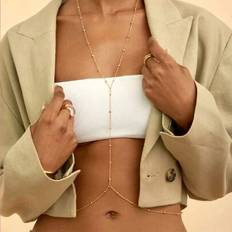 Body Chains Shein Fashion Sexy Gold Bead Body Chain - Shiny Gold
