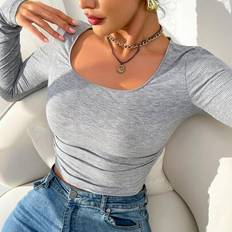 Shein Base Layers Shein Casual Comfortable Square Neck Form-Fitting Base Layer Top - Autumn/Winter