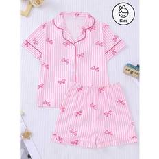 Shein Young Girl Short Sleeve Top and Shorts Pajamas - Summer